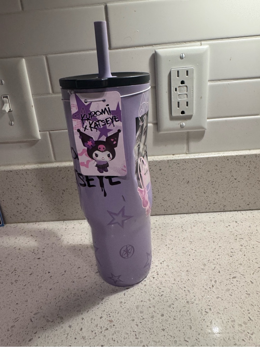 Sanrio Kuromi X Katseye 30oz Spill Proof *DENTED* Tumbler Cup Lim Ed *DAMAGED*